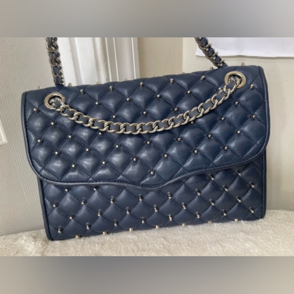 Rebecca Minkoff Quilted Crossbody - Studs And Navy Blue - Picture 13 of 14